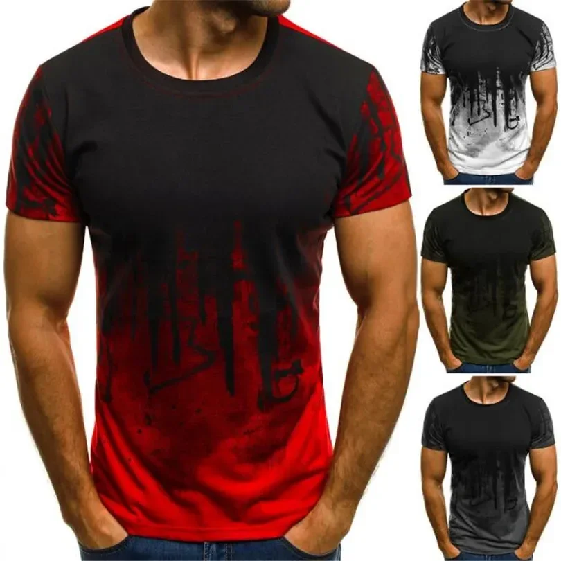 Summer Men 3D Camouflage Short-sleeved Large Size European and American Men's Casual Fashion Street
