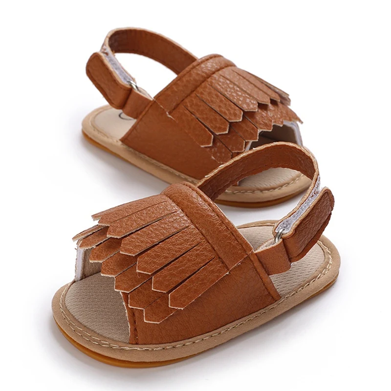 New Infant Baby Shoes Baby Boy Girl Shoes Toddler Flats Summer Sandal PU Soft Rubber Sole Anti-Slip Crib Shoes First Walker