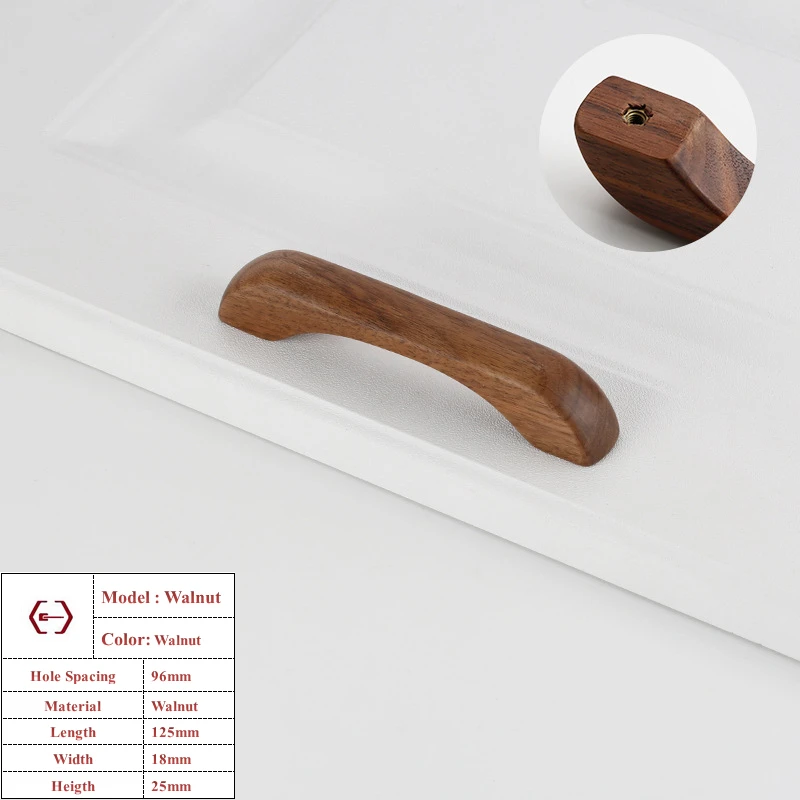 Walnoot Beuken Keukenkast Handvat Lade Massief Houten Meubeldeur Lade Ronde Knop Kast Houten Handvat Hardware Lange Trek