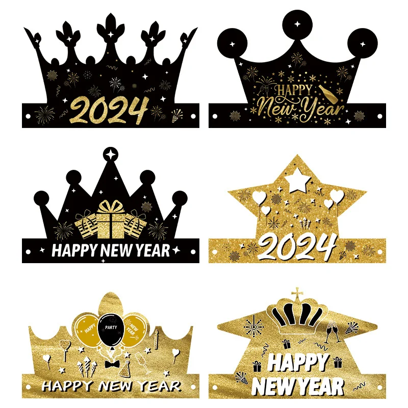 

12 Pcs Adjustable New Year Crown Hats Christmas Graduation Eve Celebration Boys Or Girls Photo Props Celebration Party Supplies