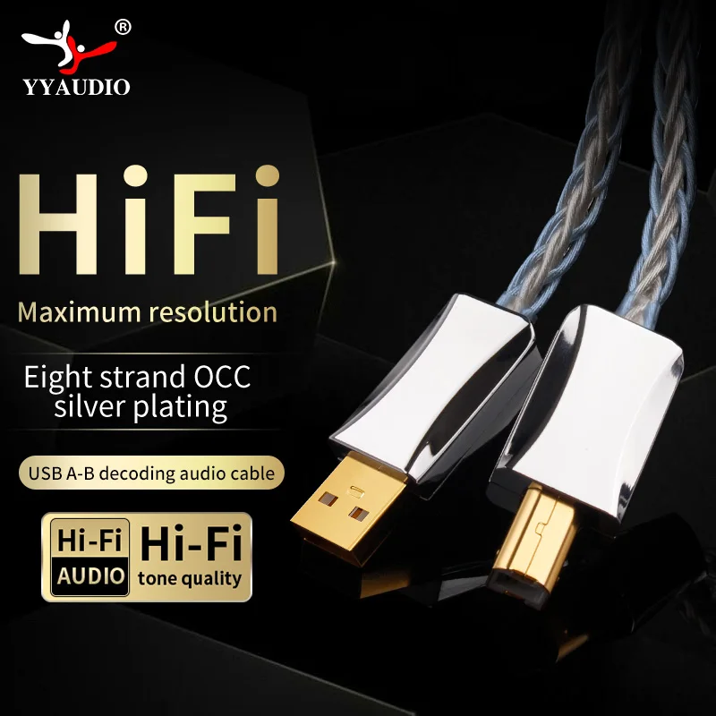 

HiFi Audio OTG Decoder DAC Data Line OCC Silver Plated USB A-B Type C To Type B Lightning Digital Cable for Amplifier Sound Card