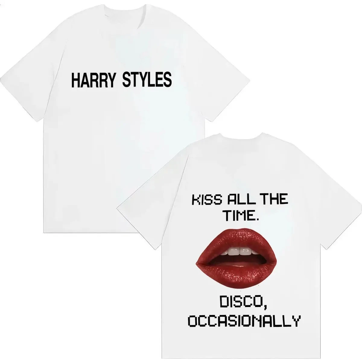 2026 Summer Trendy Tee Harry Styles Kiss All The Time Disco Occasionally Hip Hop Print T-Shirt Crewneck Cozy Short Sleeve Tee