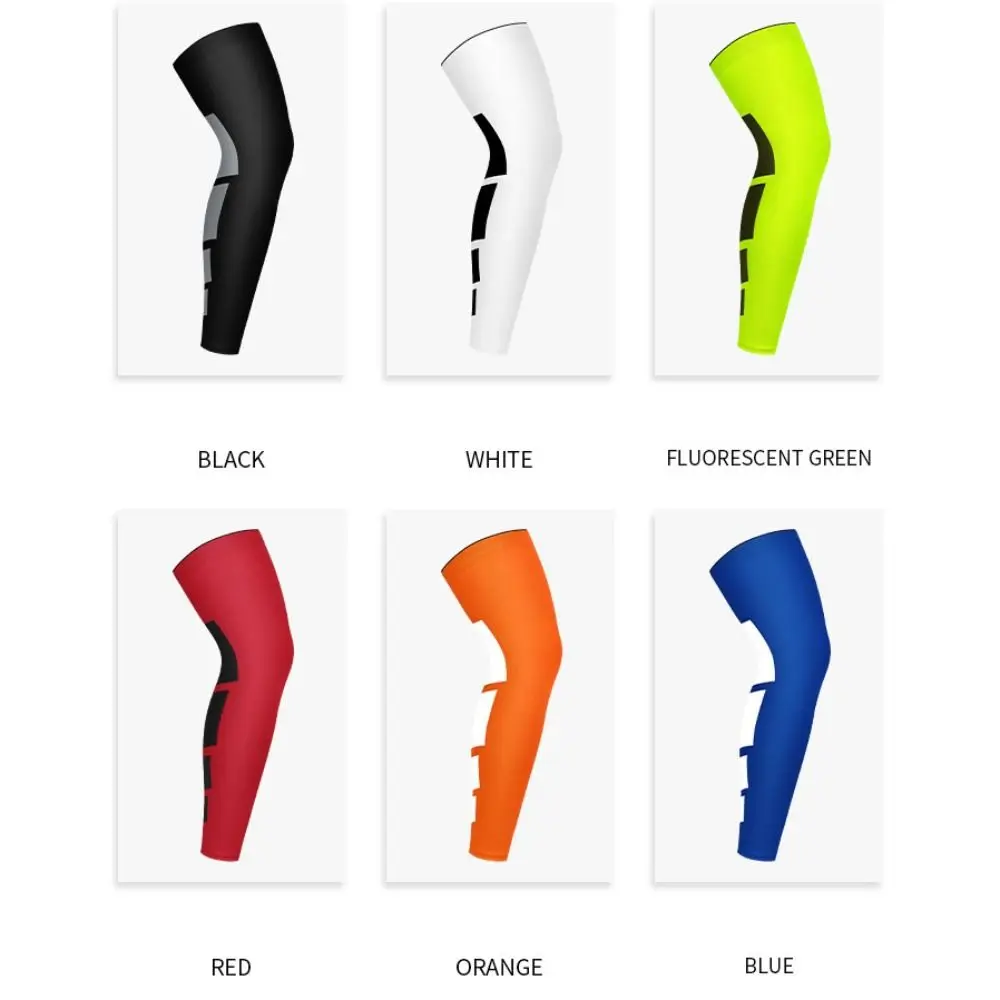 Full Length Compression Leg Sleeve White Black Sports Sleeves Knee Support Knee Brace Protect for Basketball Running Cycling