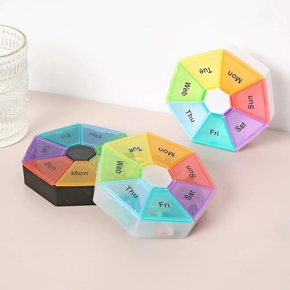 

New Weekly 7 Days Mini Portable 7 Grids Pill Case Box Colorful Petal Organizer Storage Container for Vitamin Medicine Fish Oils