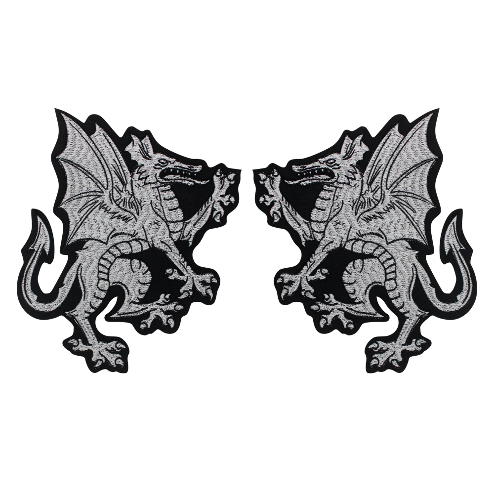 Warriors Wings Dragon Skull Sword Patches Motorcycle Iron on Embroidery Eye Backpack Punk Badge Stickers for Clothes Jean