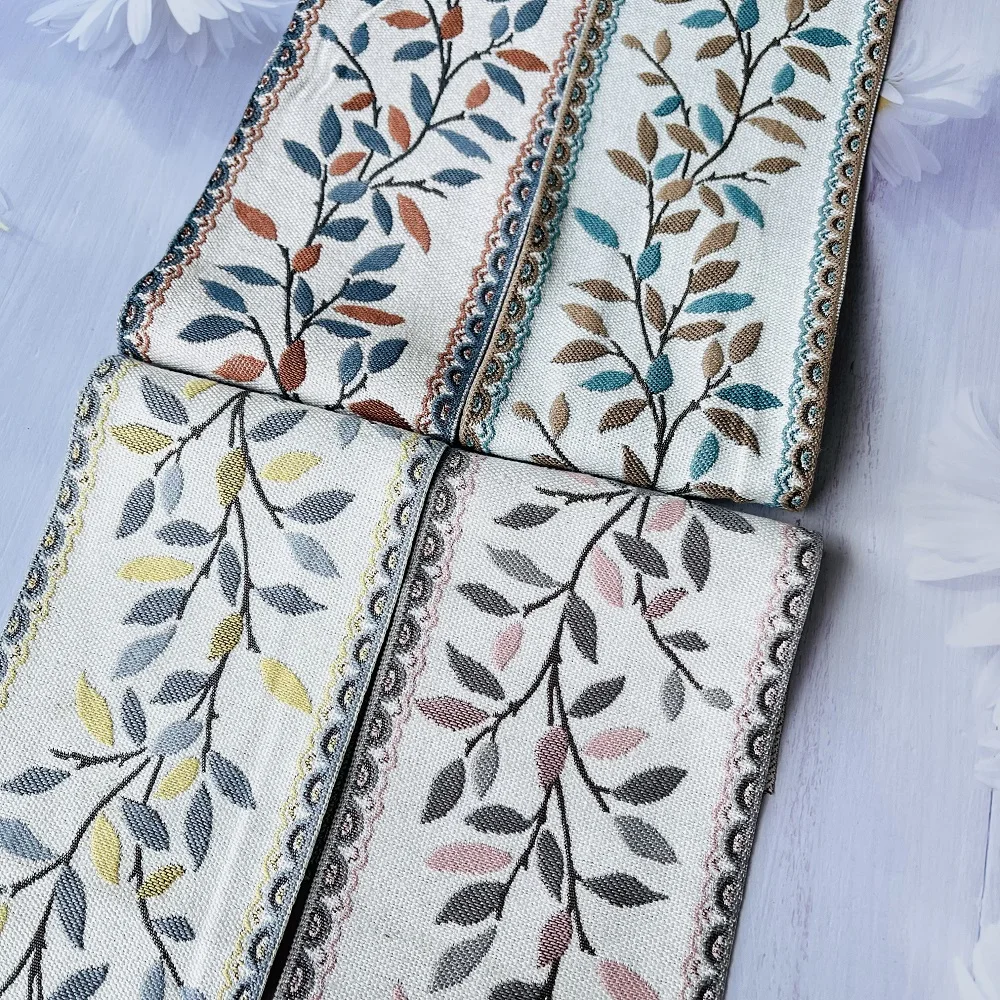 5Yards/Lots Woven Jacquard Ribbon 11.8-11.4cm Flowers Leaves Pattern For Clothing Straps Accessory IS-3297