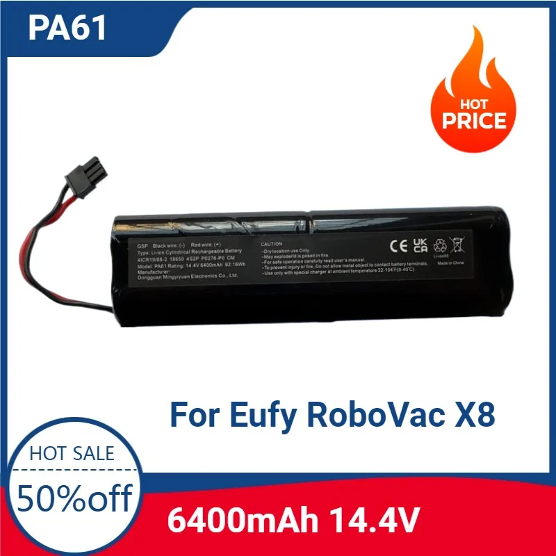 

New 6400mAh Battery PA61 For Eufy RoboVac X8, RoboVac X8 Hybrid, RoboVac X8 White, RoboVac X8 Hybrid White, T226X Vacuum Cleaner