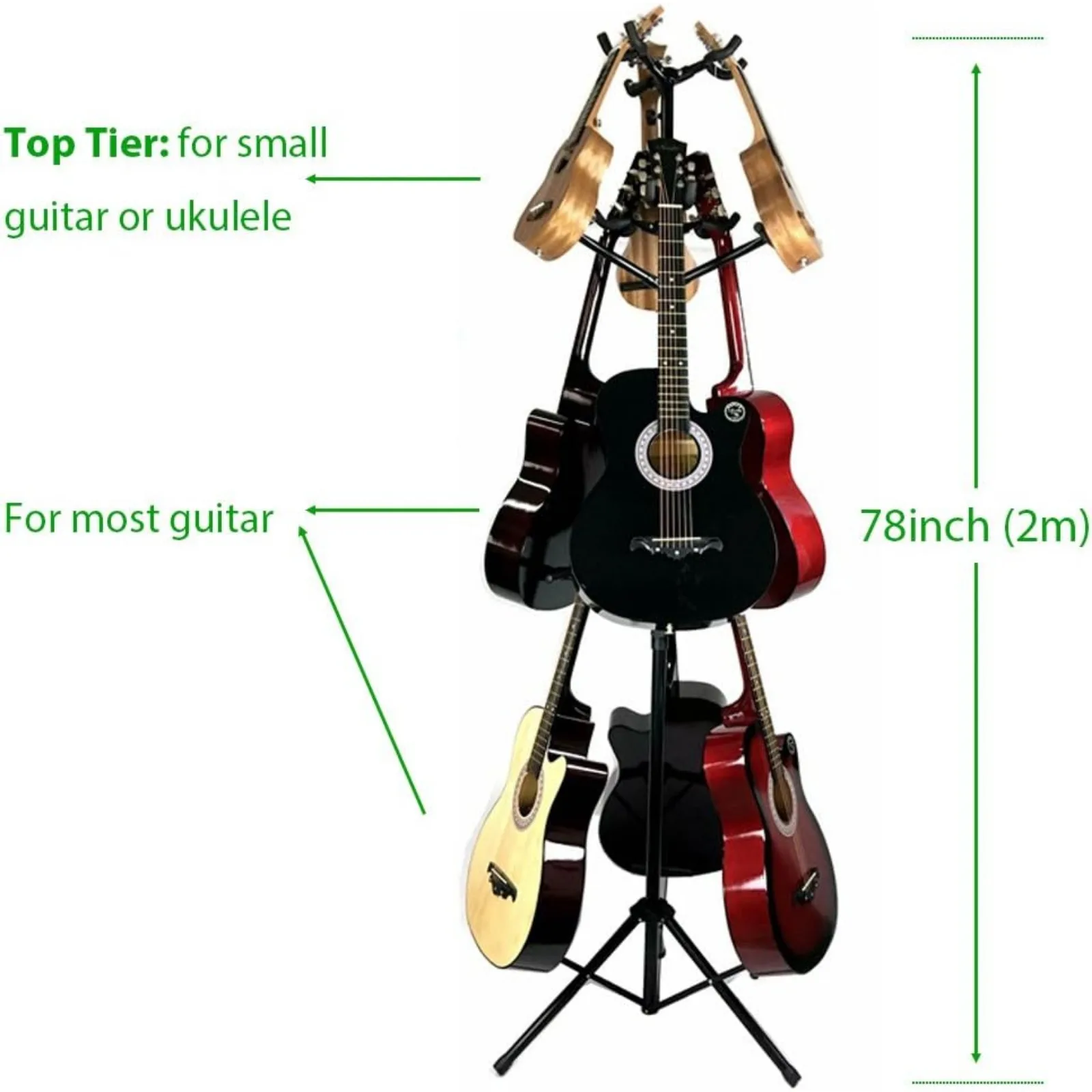 US 9 for Guitar, Ukulele, Bass, 3-Tier Standing Rack Holder Display - Vertical Style