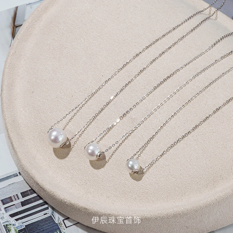 Freshwater pearl 9-10mm perfectly round with slight imperfections, Lulutong pendant finished necklace, high-luster collarbone