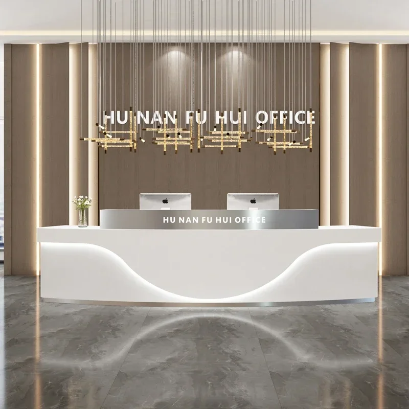 

Podium Restaurant Front Desk ShopCounter Acrylic Luxury Banco Reception Desk Customizable Recepcion Mostrador Bar Furniture