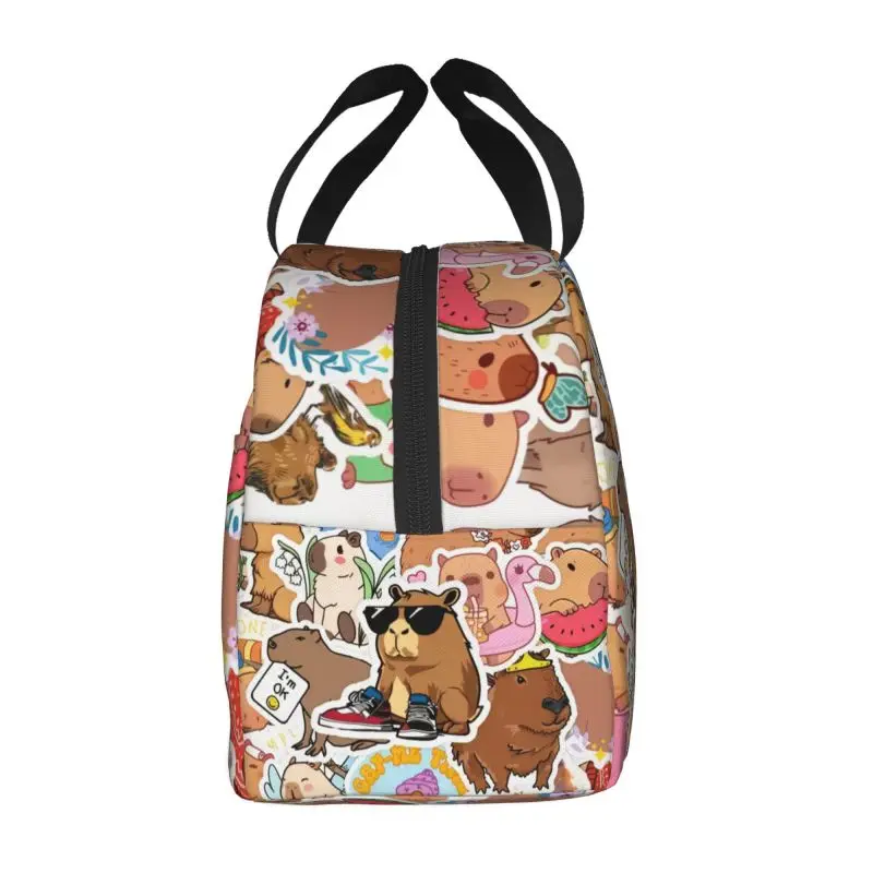 Custom Giant Cavy Capybara Collage Lunch Bag Women Portable Cooler Thermal Insulated Lunch Box for Work Storage Food Bento Box