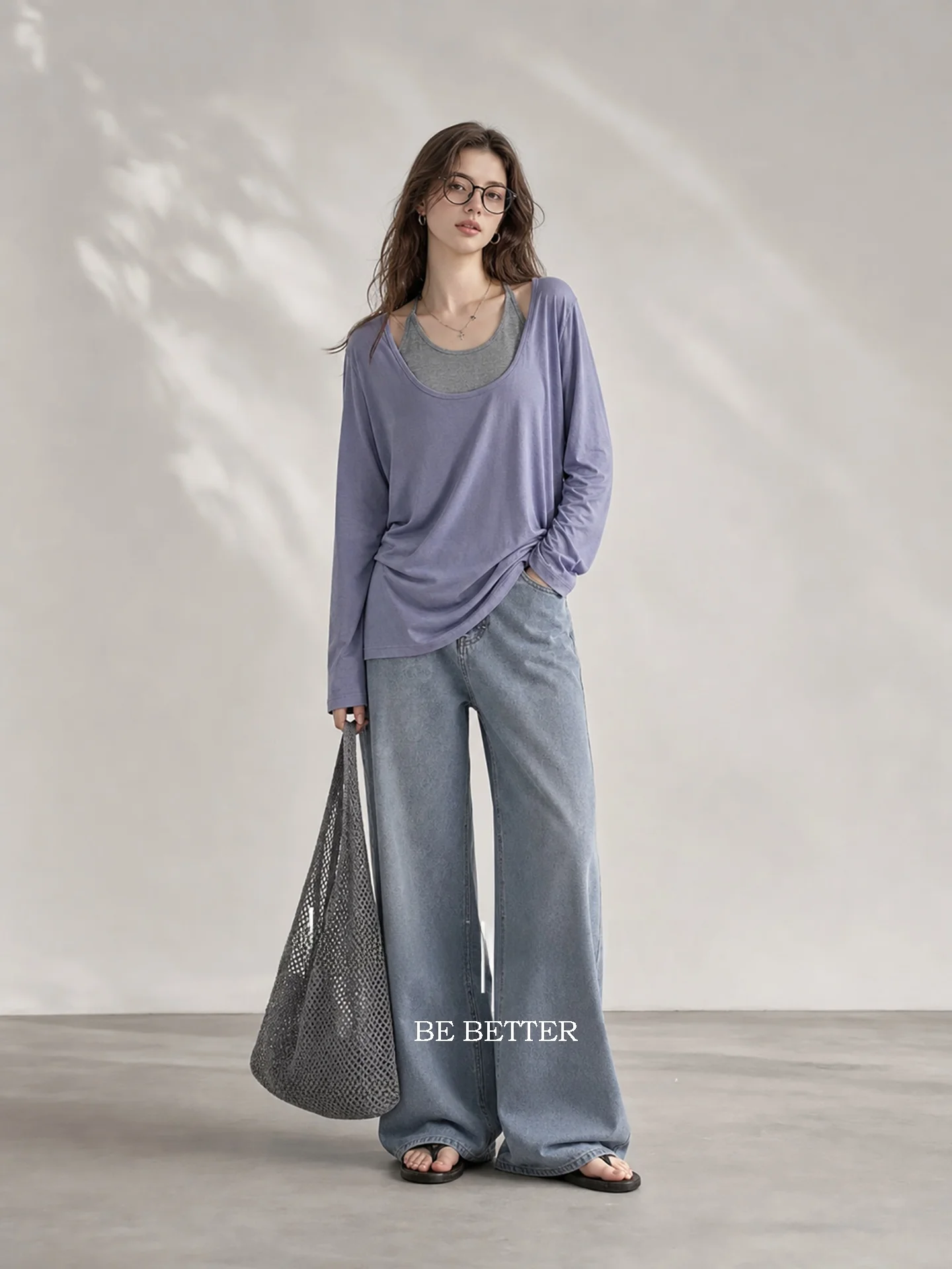 HUAAPPUW Silk Blend Long Sleeve Cover up Set Women's Office Wear Spring Autumn Lightweight U Neck T-Shirt Casual Fashion