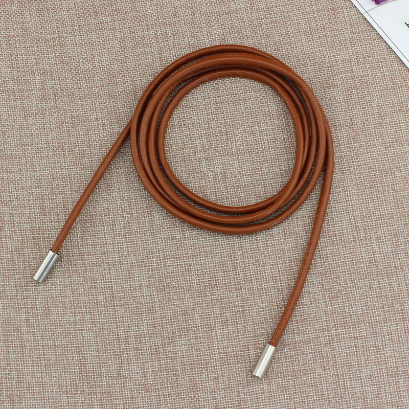 Simple Round Leather Rope Thin Belt Women Fashion Decorative Knotted Waist Rope Skirt Decorative Coat Sweater Straps 150cm