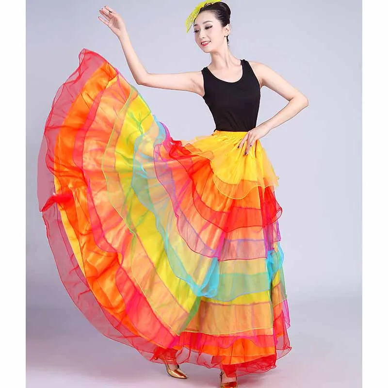 كبير سوينغ تنورة الإناث قاعة الرقص التدوير تنورة طويلة تنورة رقص البطن الفلامنكو الكلاسيكية Dancewear أداء ملابس رقص