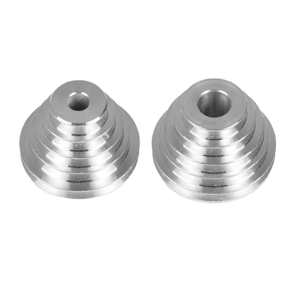 Heavy Duty Aluminum Pagoda Pulley Wheel Set for Benchtop Drills Features 5 Step Speed Adjustment with Driving Belt