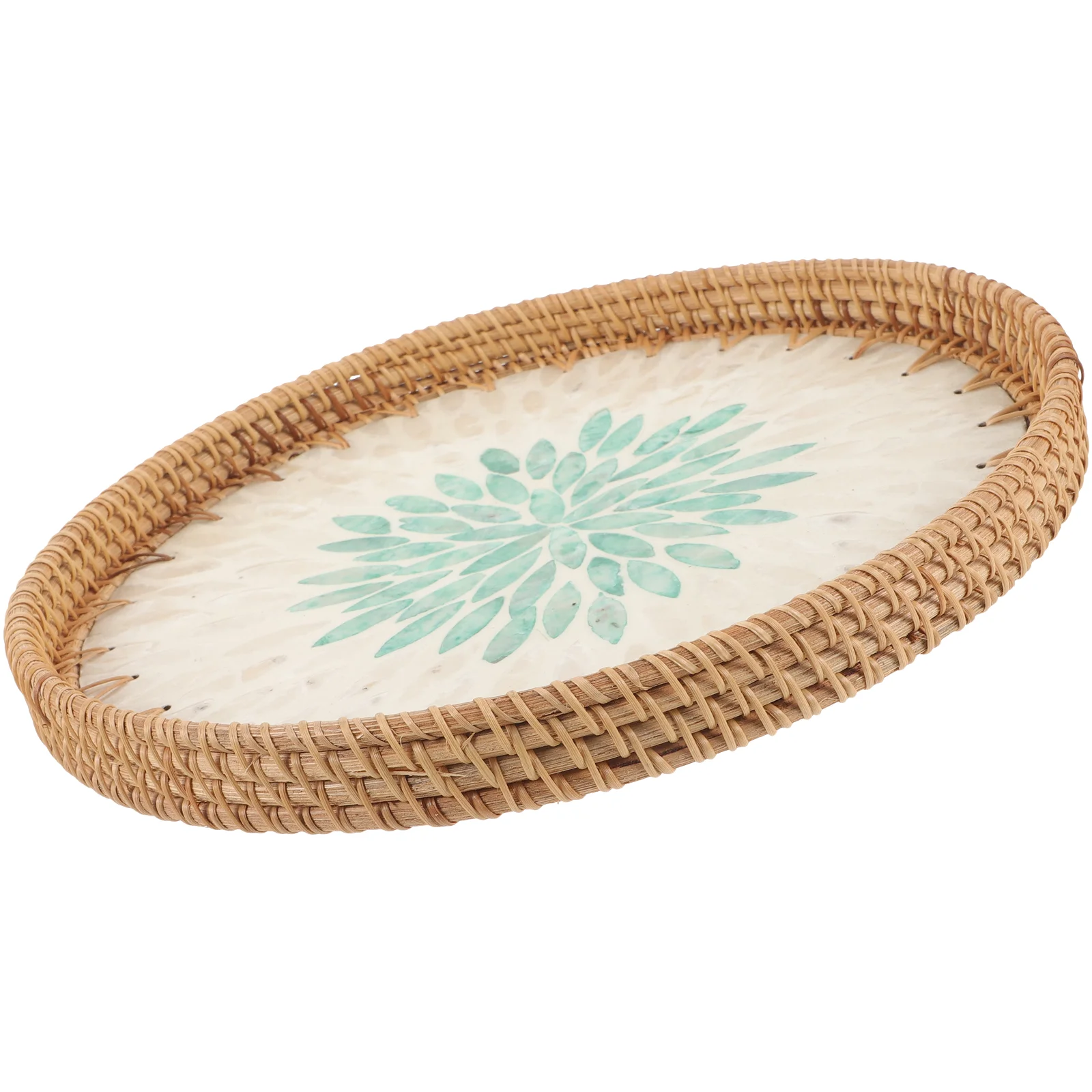 Woven Fruits Basket Wicker Bread Baskets Tray Round Storage Serving Decorative Dish for Home