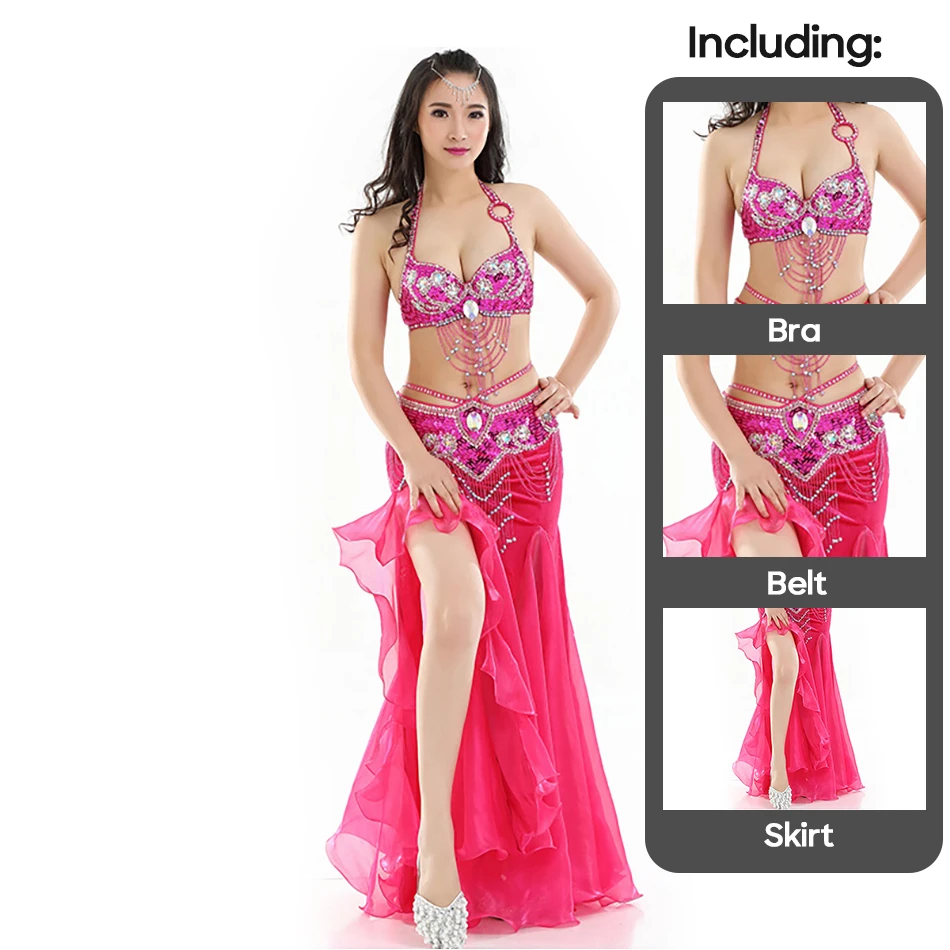 طقم بدلة تنورة وحمالة صدر من الفانيلا ، حزام مصنوع يدويًا ، زي أداء ، إكسسوارات رقص شرقي ، صيفي