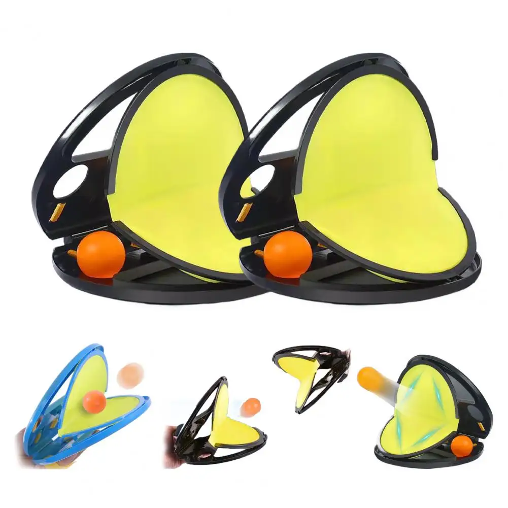 Catch And Throw Ball Game Outdoor Toss And Catch Ball Set with 2 Launchers And 4 Balls Beach Pool Yard Paddle Ball Set