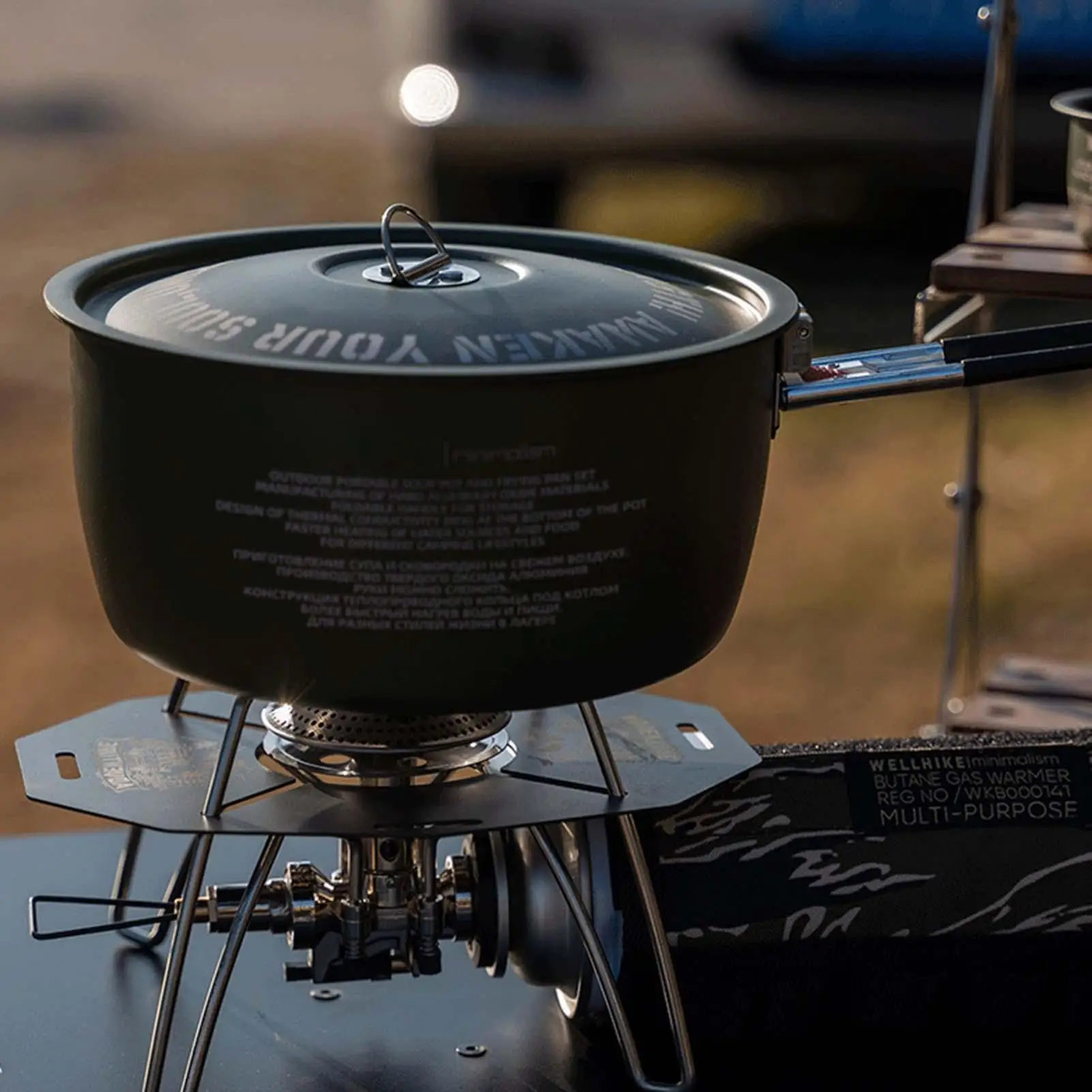 

Camping Pot And Pan Backpacking Cookware Soup Pot Detachable Handle Design Frying Tools Stackable For Family Survival