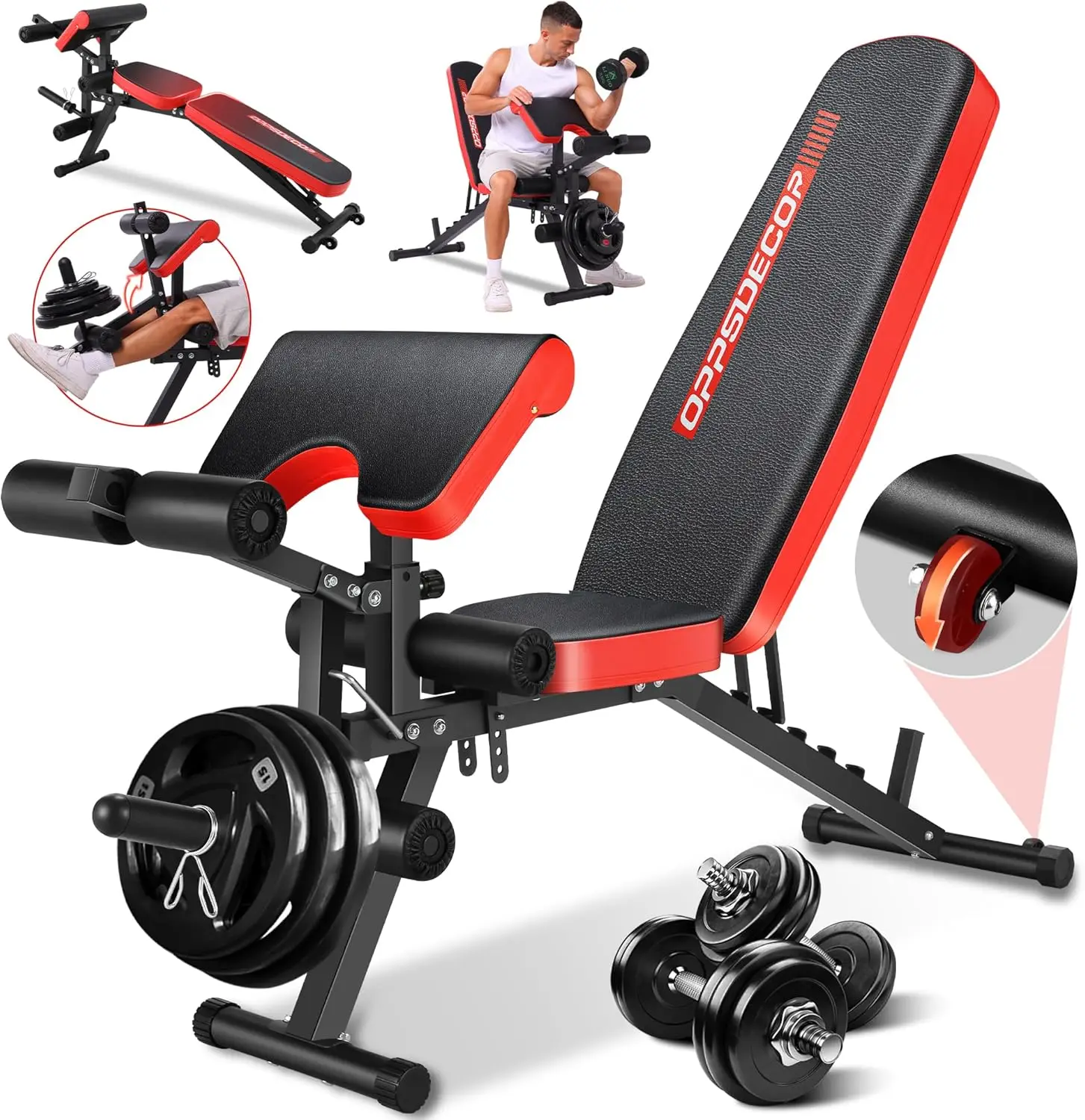 Weight Bench Set with Leg Extension & Curl Professional Bench Press Heavy-Duty Decline/Flat/Incline Sit Up Bench