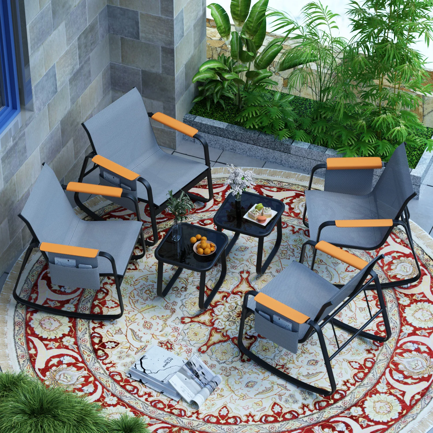 Outdoor Furniture On Sale - 6-Piece Textilene Patio Conversation Set, Outdoor