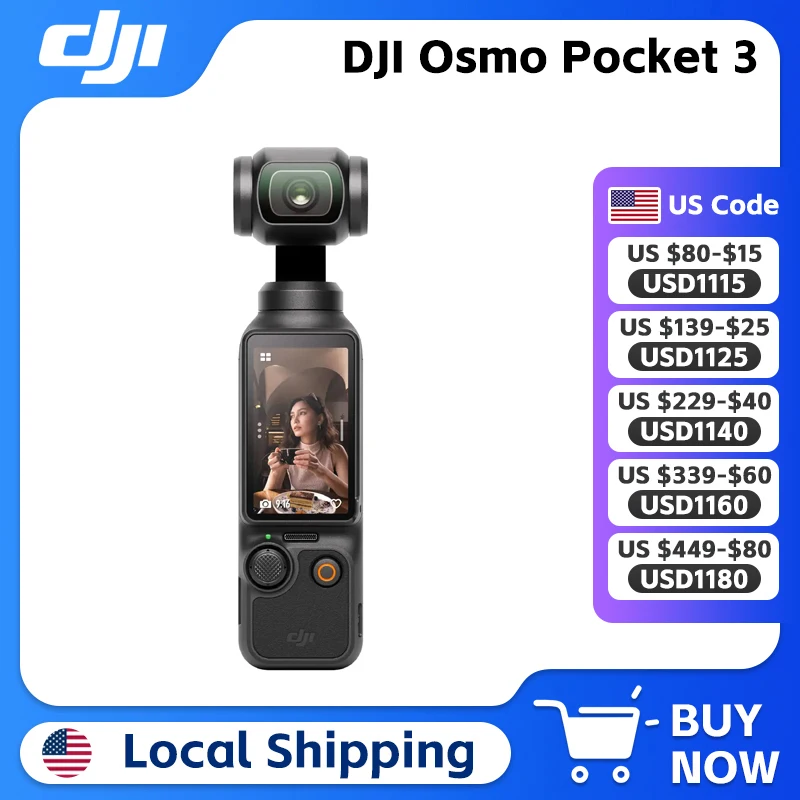 DJI Osmo Pocket 3 Vlogging Camera 1-Inch CMOS &4K/120fps 3-Axis Gimbal Mechanical Stabilization Original Brand in Stock