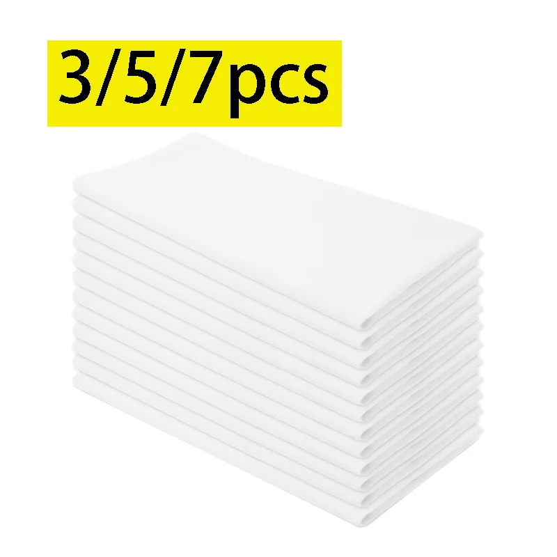 3/5/7Pcs, Simple White Absorbent Cotton Cloth Napkins, Bar Towels, Cooking and Baking Tea Towels, Dish Towels, Scouring Pads, Ha