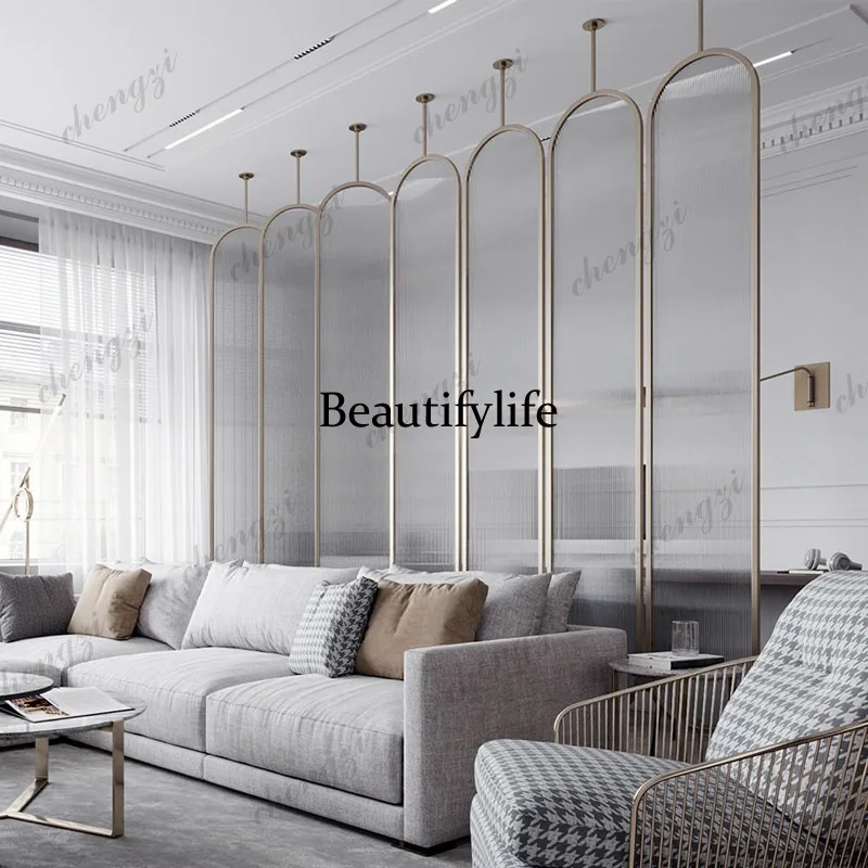 H132 Light luxury screen partition household entrance entrance tempered Changhong glass living room cover