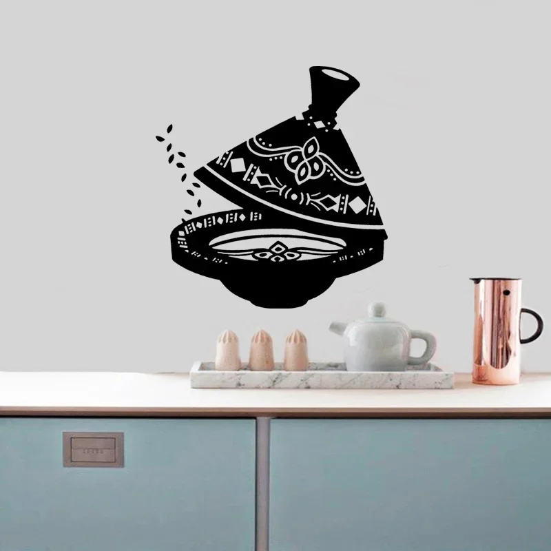 Retro Vintage Teaware Home Decor Art Tea Utensils Kitchen Wall Stickers Vinyl Interior Home Decor Decals Teahouse Wallpaper D588