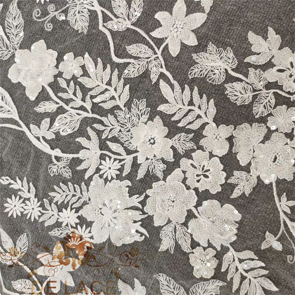 JZQ Изысканное свадебное платье с цветочной тканью, высокое качество, сетка, вышитый тюль, блестки, бисер, свадебное платье, кружевная сетка