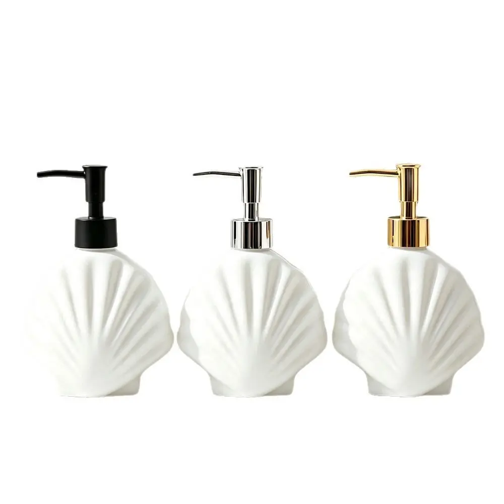 Moderner 360ml Muschelförmiger Seifenspender aus Glas, Drucktyp, Flüssigseifenbehälter, leer, auslaufsicher, Handdesinfektionsmittelhalter für Restaurants – Detail 5