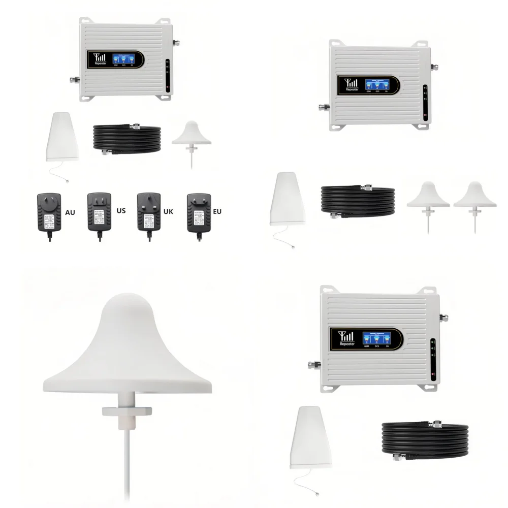 

Mobile Signal for 2G 3G 4G 5G LTE GSM 900MHz 1800MHz 2100MHz Band Cell Phone Network Amplifier 65dB Gain 300-500 sqm