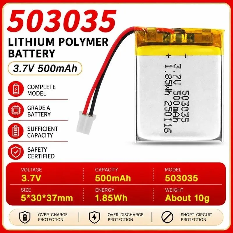 3pcs for 503035 Polymer Lithium Battery 500mAh Rechargeable Battery for Beauty Instrument Electronic Scale Smart Speaker Smart