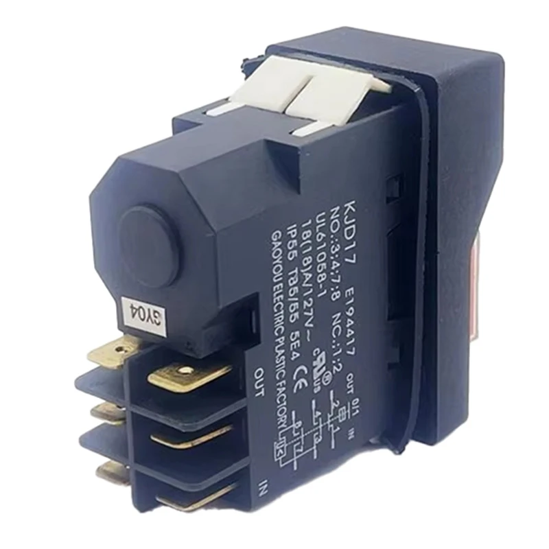 KJD17 6 Pins Electromagnetic Start Push Button Switches 16A AC250V IP55 Waterproof Equipment Safe Switch