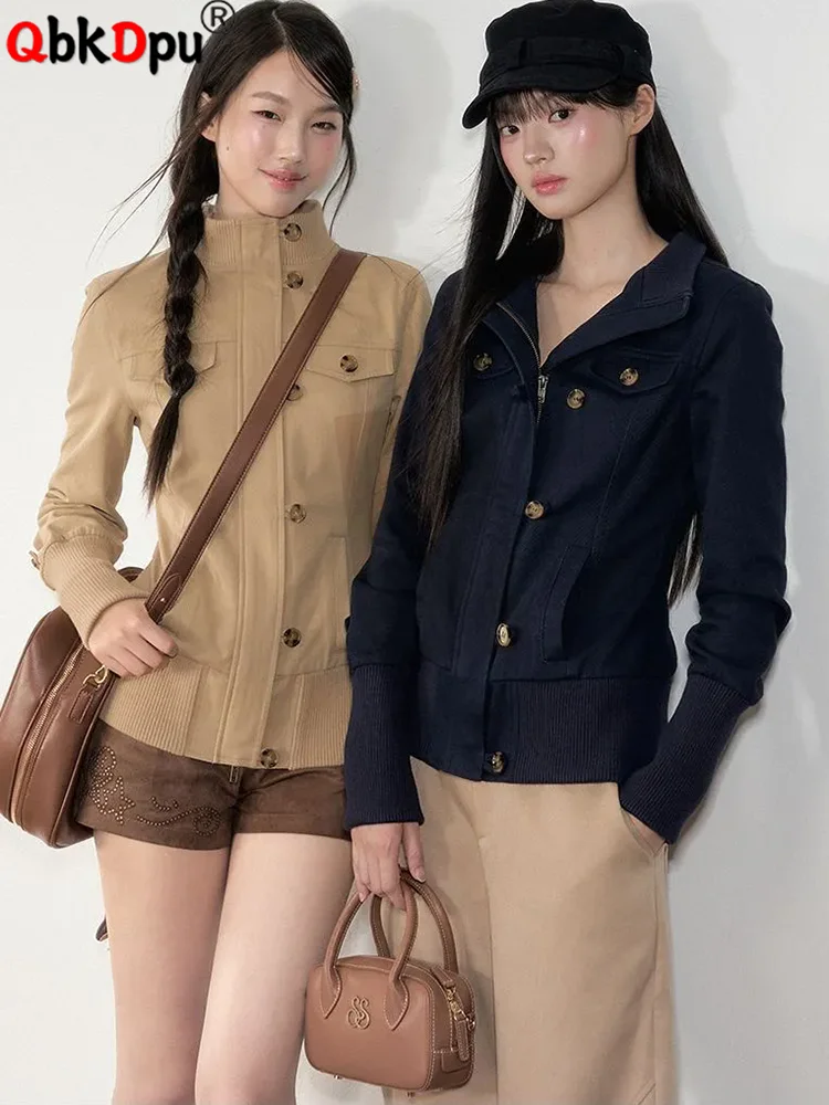 

Korean Vintage Slim Trench Coats Women Elegant Zipper Design Solid Outerwears Classic Solid Single Breasted Long Sleeve Jackets