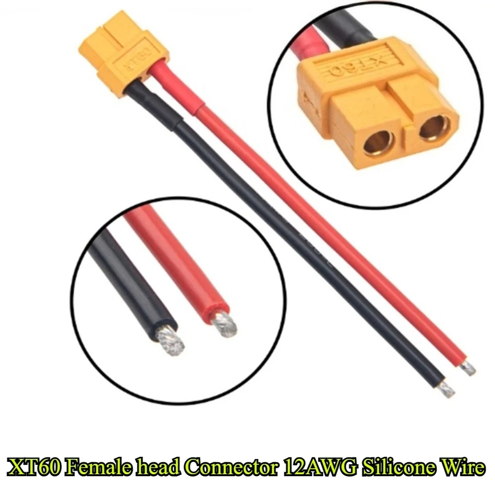 XT60 Tプラグ オス・メス コネクタ 10/15/20～50cm 12AWG シリコンワイヤーケーブル付き RCドローン クアッドコプター 車 ボート リポバッテリー ESC用