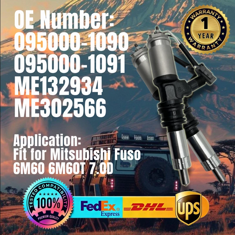 1PC Fuel Injector 095000-1090 095000-1091 ME132934 ME302566 for Mitsubishi Fuso Truck FH FK FM 6M60 6M60T 7.0D Engine