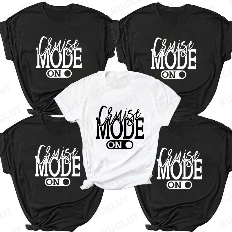 Cruise Mode T-shirts Cruise Vibes Shirt Family Matching Group Shirts Holiday Summer Vacation Tees Girls Trip Shirt Vacation Gift