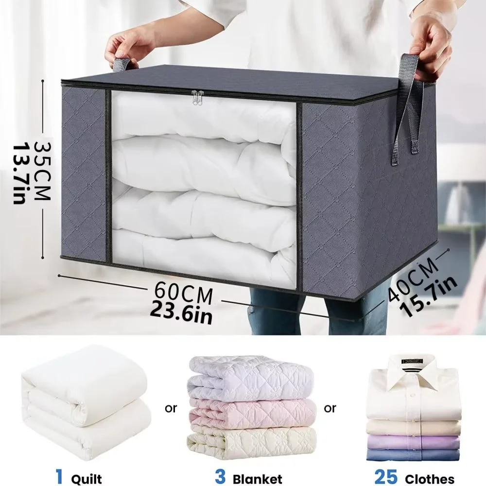 KUUJOJO Large Storage Bags 4 Pack Clothes Storage Bins Foldable Closet Organizers Storage Containers for Blanket Comforter Cloth