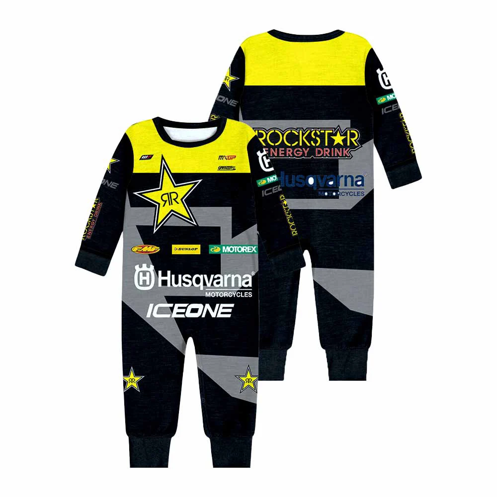 New MXGP Outdoor Wilderness Motorcycle Enthusiasts Riding Crawler Robe for Boys and Girls 3D Printed Pure Cotton Baby Jumpsuit