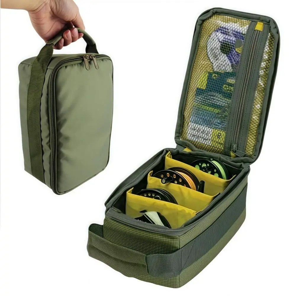 3-in-1 Fishing Tackle Bag Waterproof 3 Adjustable Dividers Fishing Reel Storage Bag Portable Oxford Cloth