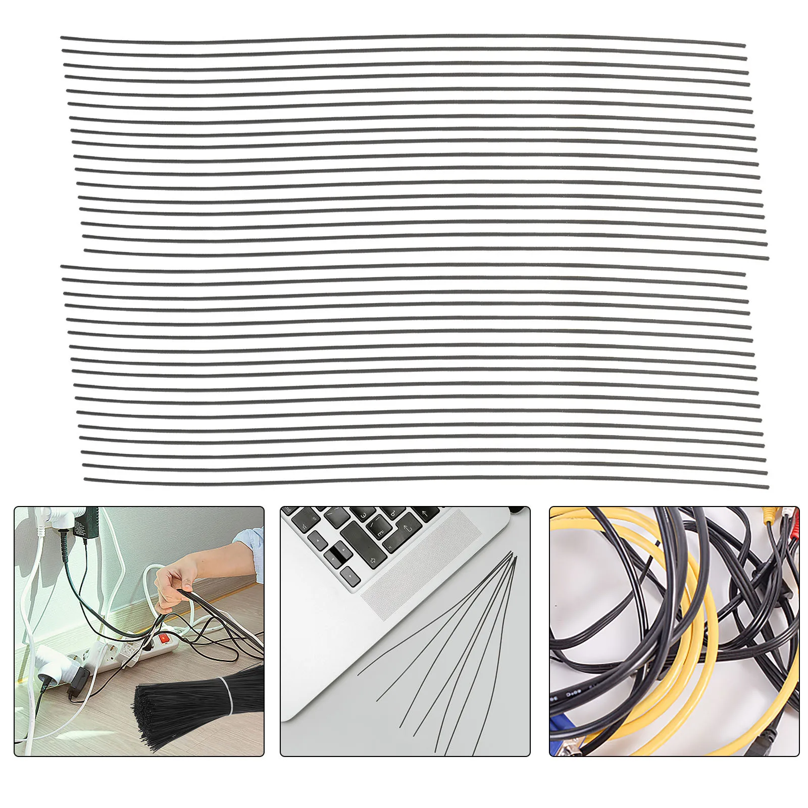 

1000Pcs Black Plastic Coated Iron Wire Flexible Reusable Cable Ties for Home Office Wire Management Cord Organizer Wraps