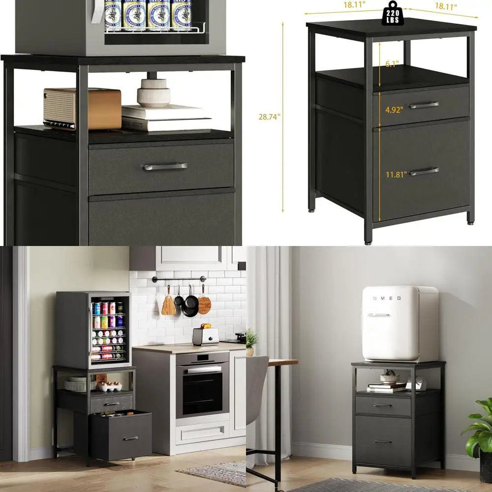 

Space-Saving Mini Fridge Stand with 3 Shelves, White, for Dorms, Apartments, Offices, and Bedrooms