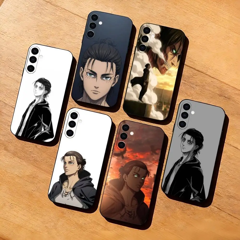 Anime Attack on Titan Eren Yeager Phone Case For Samsung Galaxy A73,A72,A71,A70,A53,A52,A51,Soft Silicone Black Cover