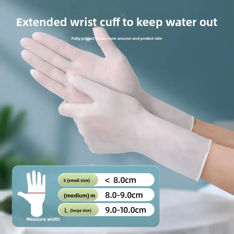 Disposable Food Grade PVC Gloves Waterproof Oil Resistant Extended Long Cuff Kitchen Dishwashing Durable Women