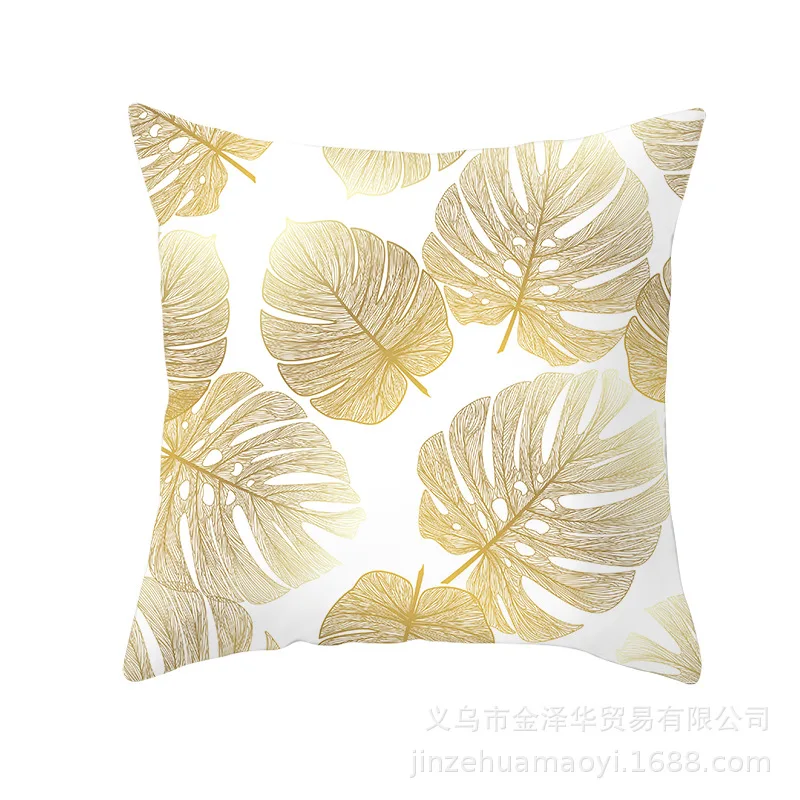 Nordic Sofa Pillow Cover, Golden Leaf, Peach Skin, Cushion Cover, Household Products, New, Wholesale, 2023