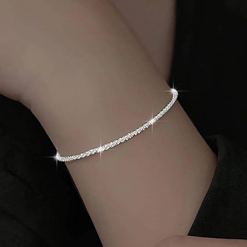 DW Fashion 925 Sterling Silver Plated 18k Gold Bracelet for Women Gift Engagement Wedding Basic Party Sparkling Fine Jewelry