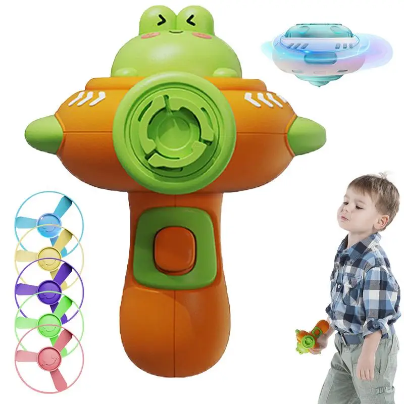 

Children Saucer Launcher Toy Outdoor Spinner Top Disc Saucer Toys Flying Disc Luminous Gyroscope Toys For Kids