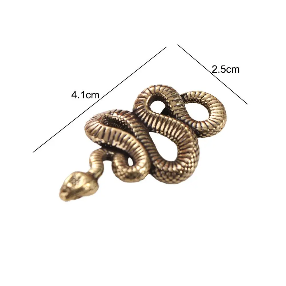 Twelve Zodiac Snake Vintage Brass Snake Statue Ancient Elegant Snake Figurines Lifelike Exquisite Lucky Charm Animal Sculpture