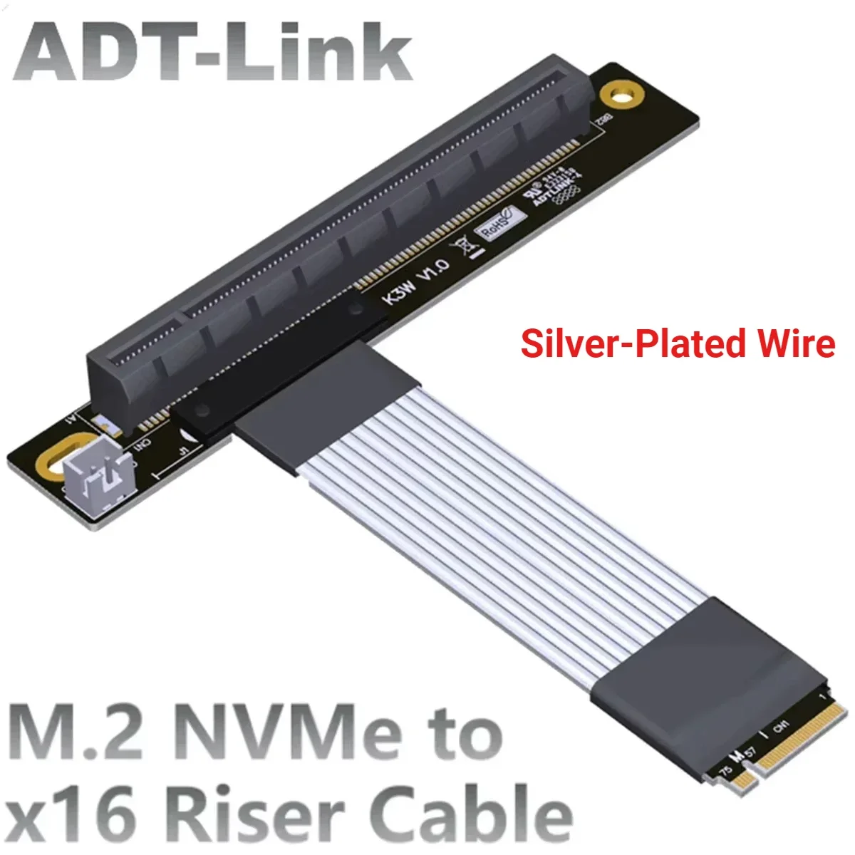 ADT New M.2 NGFF NVMe to PCIE 16X 4.0 Riser Cable PCIe x16 Nvidia/AMD Graphics Card M.2 SSD M-Key Gen4 STX Mainboard M2 Extender